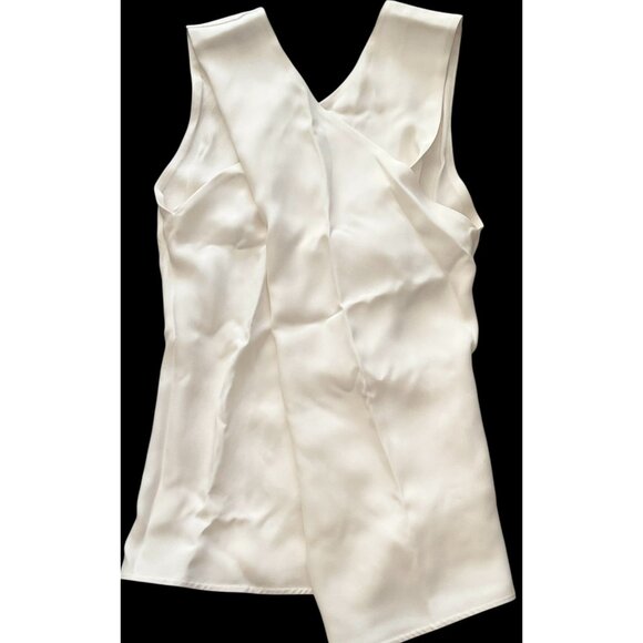 CELINE Paris 100% Silk Cross Front Top Off White Size 34 Made in France NWT - Picture 3 of 10